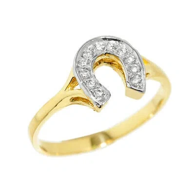 Pre-owned Fdj Gold Cz Studded Ladies Horseshoe Ring (available In Yellow/rose/white Gold) In Yellow Gold