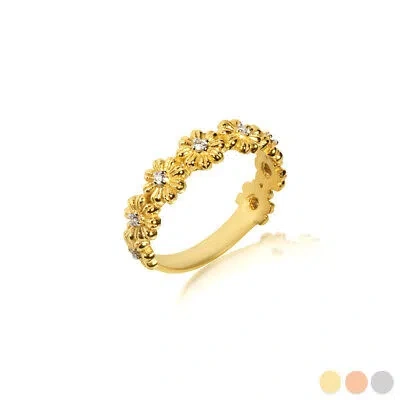 Pre-owned Fdj Gold Daisy Flower Cz Band Ring (available In Yellow/rose/white Gold) In Yellow Gold
