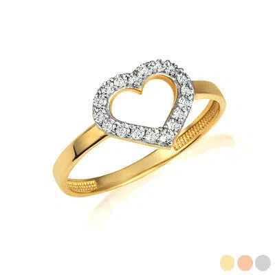 Pre-owned Fdj Gold Diamond Heart Outline Ring (available In Yellow/rose/white Gold) In Yellow Gold