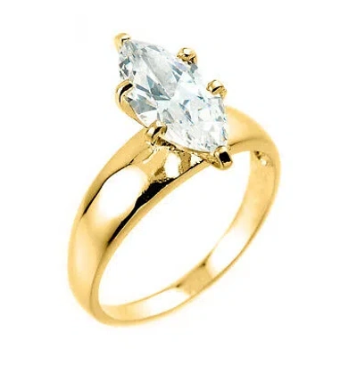 Pre-owned Fdj Gold Marquise Cz Solitaire Engagement Ring (available In Yellow/rose/white Gold) In Yellow Gold