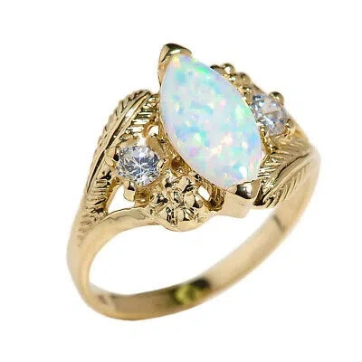 Pre-owned Fdj Gold Marquise Opal Gemstone Ring (available In Yellow/rose/white Gold) In Yellow Gold