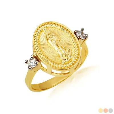 Pre-owned Fdj Gold Textured Our Lady Of Guadalupe Oval Signet Ring (yellow/rose/white) In Yellow Gold