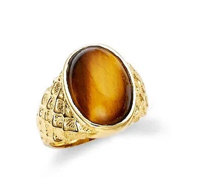 Pre-owned Fdj Gold Tiger Eye Mens Ring