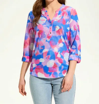 FDJ HENLEY THREE-QUARTER SLEEVE TOP IN DOPPEL LIGHT