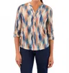 Fdj Henley Top In Catalyst Print In Multi