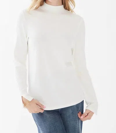 Fdj Idina Ribbed Mock Neck Split Long Sleeve Top In Ivory In White
