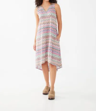 Fdj Lace Up Detail Dress In Faux Crochet Stripe In Multi