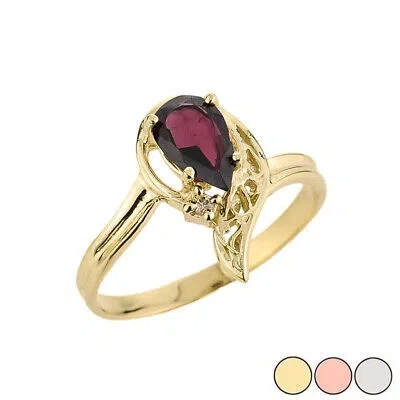 Pre-owned Fdj Ladies Pear Shaped Garnet Gemstone Ring In 10k Gold (yellow/rose/white) In Yellow Gold