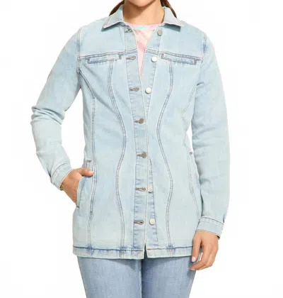 Fdj Lane Long Denim Jacket In Light Wash In Blue