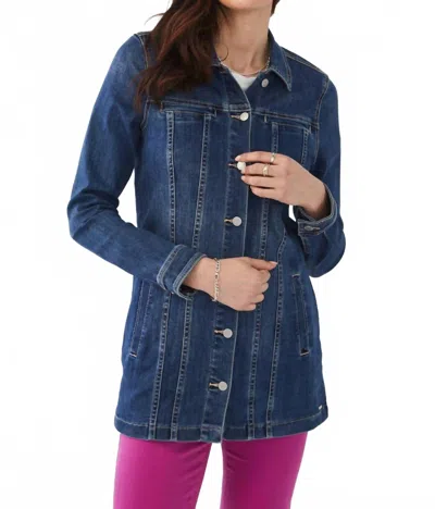 Fdj Long Denim Jacket In Medium Wash In Blue