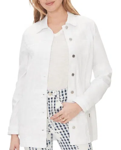 Fdj Long Denim Jacket In White