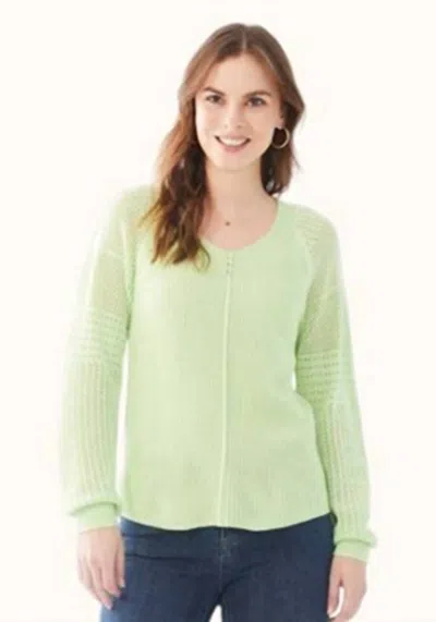 Fdj Long Pointelle Sleeve V-neck Sweater In Mojito Green