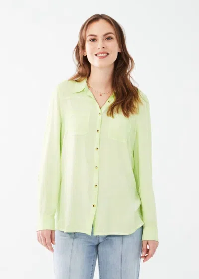 Fdj Long Sleeve Cotton Gauze Shirt In Mojito Green.