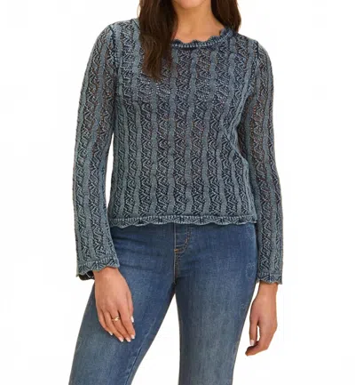 Fdj Long Sleeve Garment Dye Sweater In Indigo In Gray