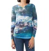 Fdj Long Sleeve Jersey Top In Leaf Print In Blue