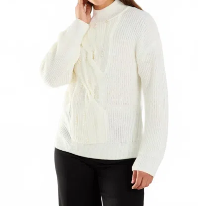 Fdj Long Sleeve Mock Neck Embellished Sweater In Ivory In Multi
