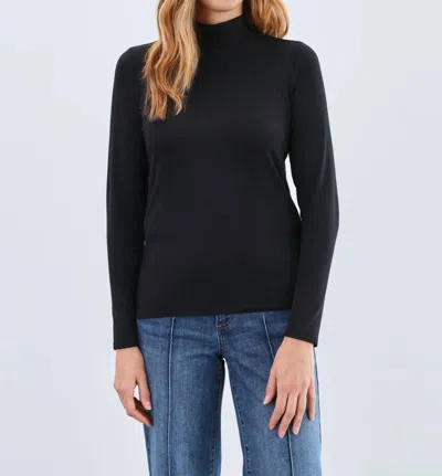 Fdj Long Sleeve Mock Neck Top In Black