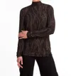 Fdj Long Sleeve Mock Neck Top In Trellis Print In Brown