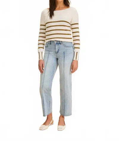 Fdj Long Sleeve Stripe Sweater In White Henna