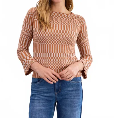 Fdj Long-sleeve Rib Sweater In Bronze/crème In Brown