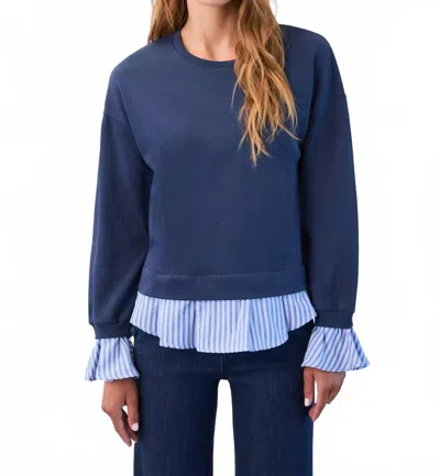 Fdj Long-sleeve Twofer Sweatshirt In Navy In Blue