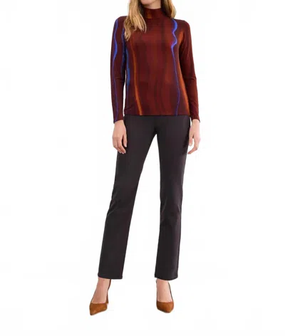 Fdj Louisa Long Sleeve Mock-neck Top In Fadeout In Brown