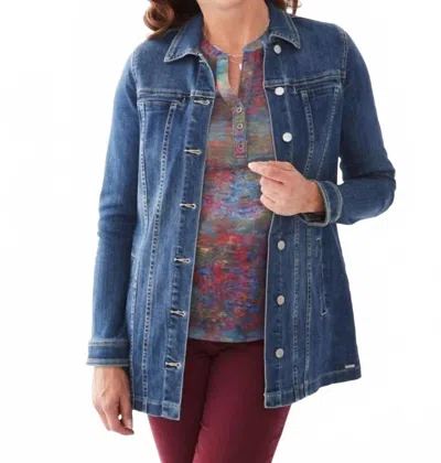 Fdj Melody Long Sleeve Denim Jacket In Medium Wash In Blue