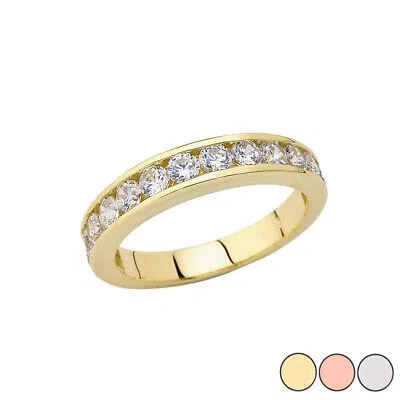 Pre-owned Fdj Men's Wedding Band Ring With Cz In Gold (yellow/rose/white) In Yellow Gold