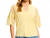 Fdj Mesh Bell Sleeve Top In Yellow In Yellow