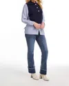 Fdj Mix Media Sweater In Navy Blue And White In Multi