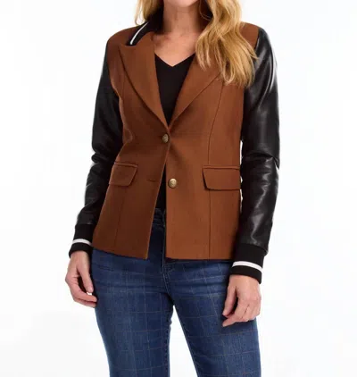 Fdj Madigan Mixed Media Blazer In Espresso In Brown