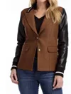 Fdj Mixed Media Blazer In Espresso In Brown