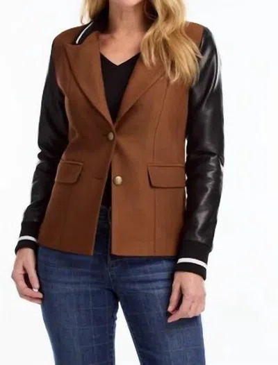 FDJ MIXED MEDIA BLAZER IN ESPRESSO