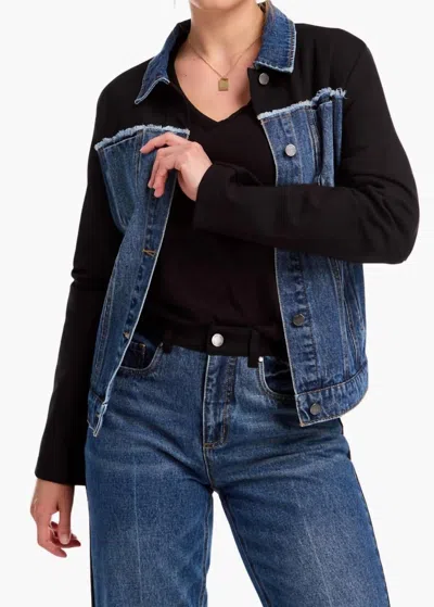 Fdj Mixed Media Denim Jacket In Blue