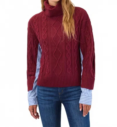 Fdj Mixed Media Sweater In Scarlet In Red