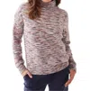 Fdj Mock Neck Space Dye Sweater In Cabernet In Multi