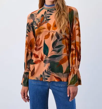 Fdj Mock Neck Trimmed Top In Burnt Orange In Multi