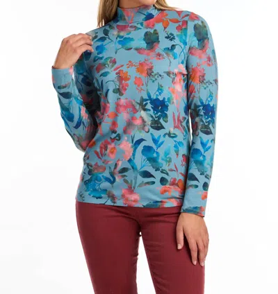Fdj Mockneck Long Sleeve Tee In Magnolia Print In Multi