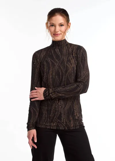 Fdj Mockneck Long Sleeve Tee In Trellis Print In Multi