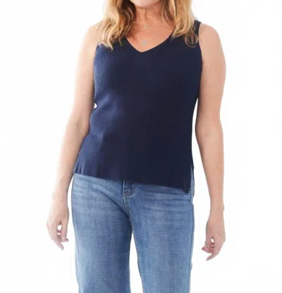 Fdj Natalie Textured Knit Tank Top In Navy In Blue