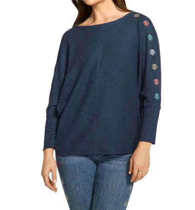 Fdj Nessie Batwing Top In Navy In Blue