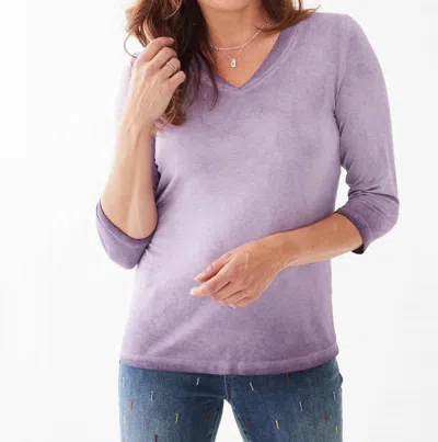 Fdj Obelia Garment Dyed V-neck Top In Orchid In Purple