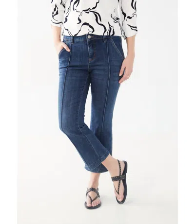 Fdj Olivia Boot Crop Jeans In Mid Dark Wash In Blue