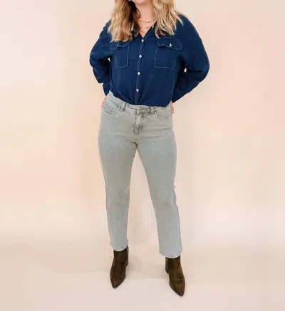 Fdj Olivia Mid Rise Straight Jeans In Olive In Gray