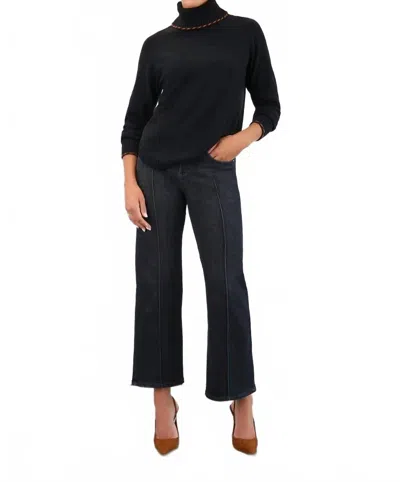 Fdj Olivia Pintuck Wide Leg Denim Jeans In Black Wash