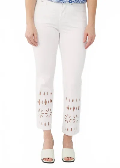 Fdj Olivia Straight Eyelet Ankle Jeans In White
