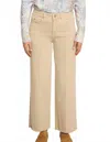 Fdj Olivia Pintuck Wide Ankle Denim Pants In Sandstone In Brown
