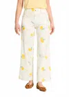 Fdj Olivia Wide Ankle Denim Pant In Lemon Print In White