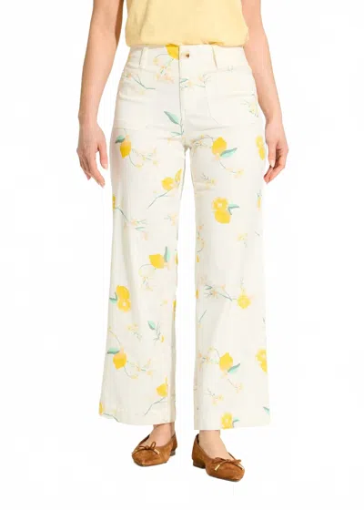 Fdj Olivia Wide Ankle Denim Pant In Lemon Print In White