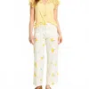 Fdj Olivia Wide Ankle Denim Pant In Lemon Print In Yellow